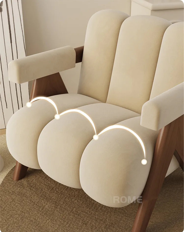 Home Balcony Nordic Wood Living Room Chairs Modern Living Room Sofas Single Leisure Back Armchair Fabric Sofa Chair Furniture