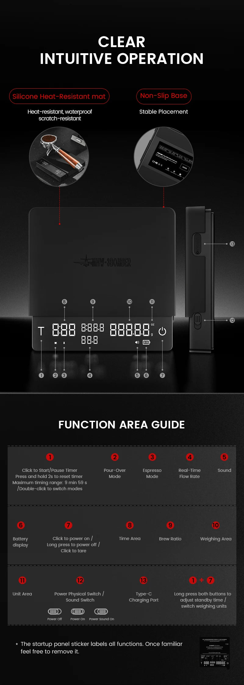 MHW-3BOMBER Upgrade Digital Kitchen Coffee Scale High Precision Rechargeable Espresso Electronic Scale Barista Accessories