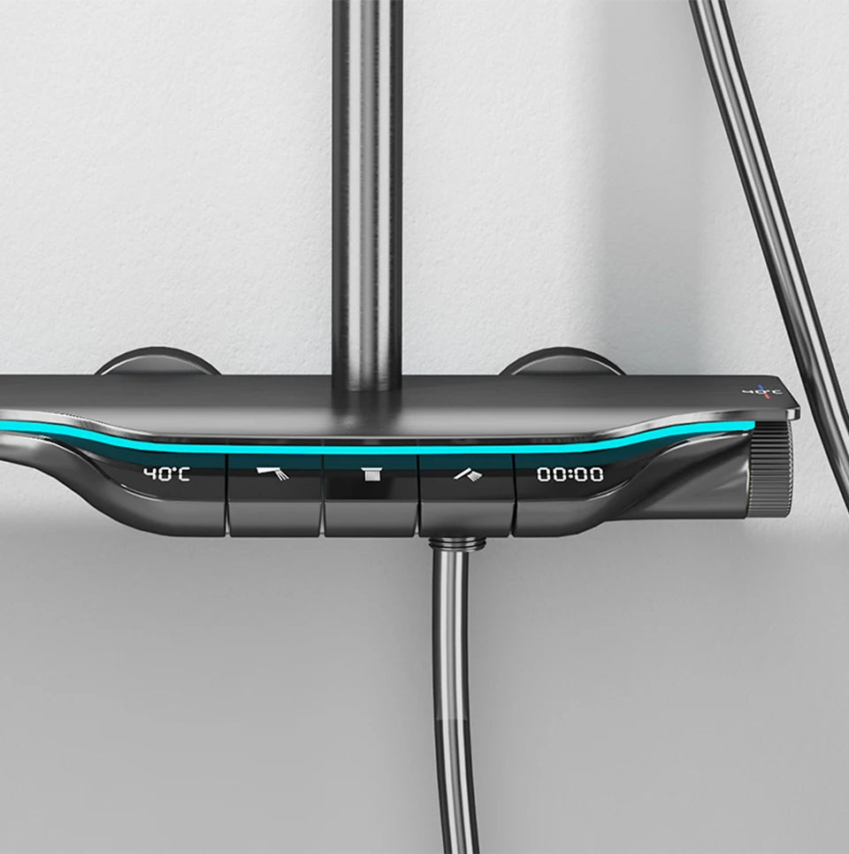 VGX Thermostatic Shower System Intelligent Digital Bathroom Shower Faucet Set Temperature Display Rainlfall Bathroom Shower Set