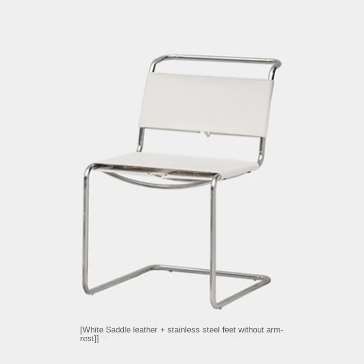 JOYLIVE Nordic Home Living Room Furniture Ins Wind Stainless Steel Pipe Chair Saddle Leather Back Seat Leisure Negotiation Chair