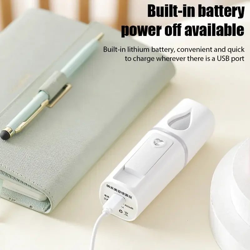 Mini Nano Mist Sprayer Cooler Facial Steamer Humidifier USB Rechargeable Face Moisturizing Nebulizer Beauty Skin Care
