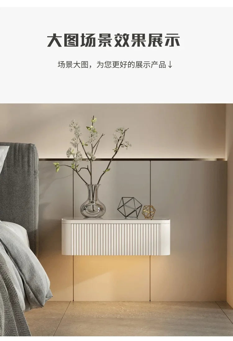 Floating Bedside Table Living Room Designer Nightstands Suspended Nightstand Storage Cabinet Wood Multifunctional Neat Bed Desk