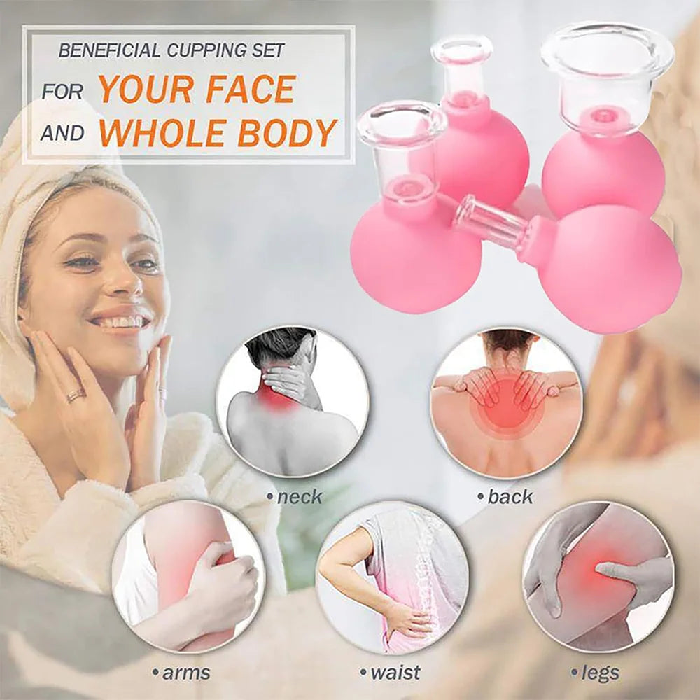 1/4PCS Rubber Massage Body Cups Vacuum Face Cupping Massage Cupping Facial Skin Lifting Body Anti Cellulite