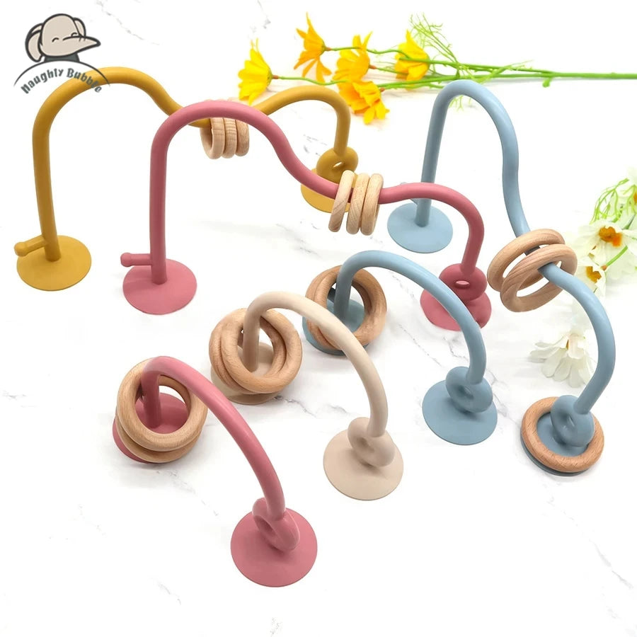 1Pcs Baby Silicone Teether Ring BPA Free Rattles Bracelet Food Grade Newborn Baby Accessories Cartoon Silicone Teething Toys