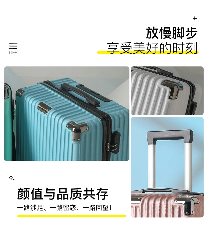 Men's Luggage 22-24 Inch Large Capacity Thickened Durable Travel Suitcase with Password Lock Student Suitcase Leather Carry-On