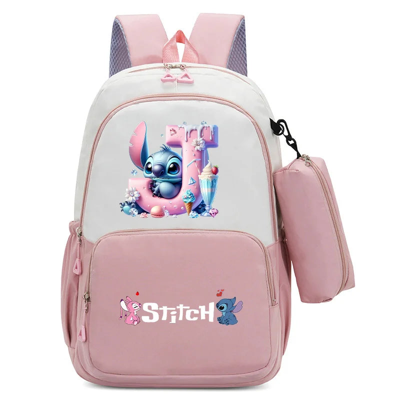 Stitch Disney Girls Schoolbag with Pencil Bags Women Travel Bag New Backpacks for Student Children Large Capacity Bookbag Gifts