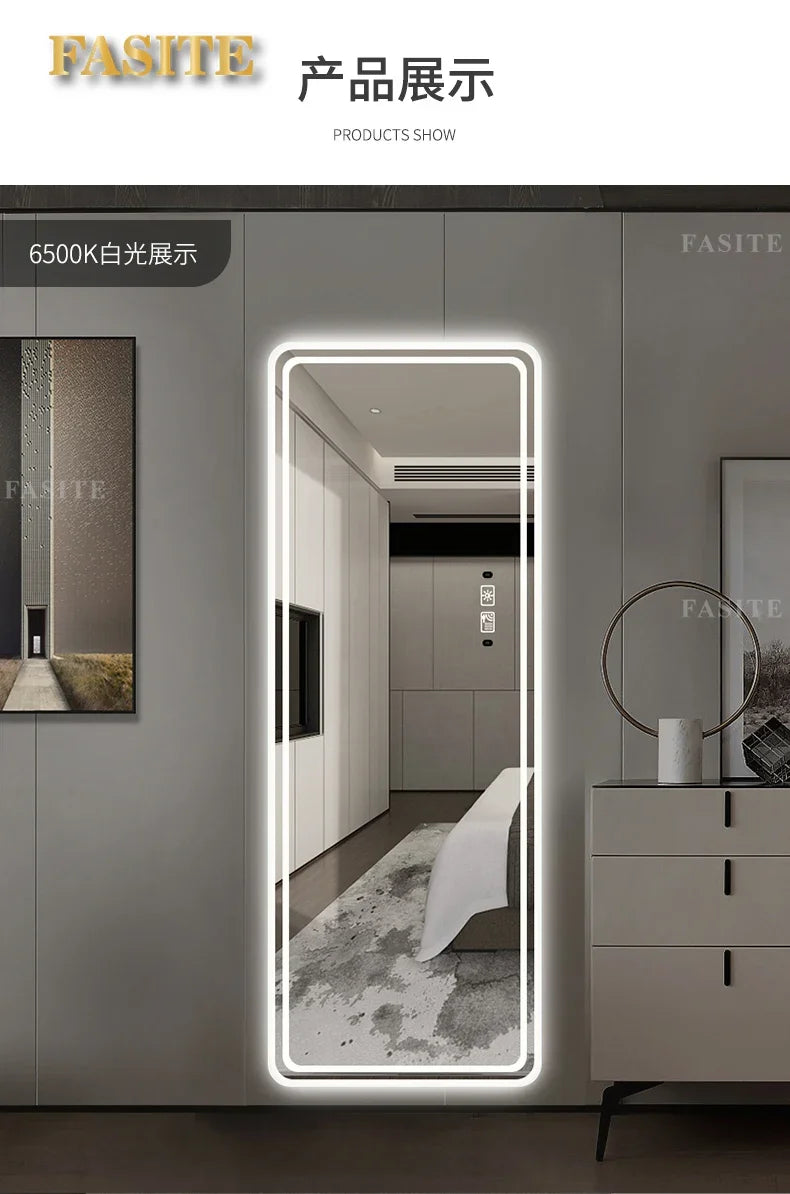 Bathroom Mirror Aestheti Full Length Hallway Large Floor Mirror Quality White Espelho Redondo Home Decorating Itemson sale