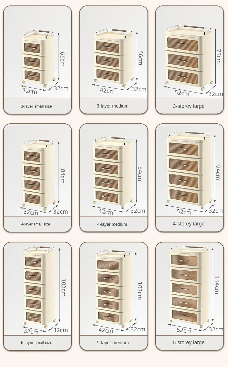 Storage Cabinet Drawer Style Household Snack Toy Storage Cabinet Mobile Layered Small Cart Storage Rack Removable Nightstand