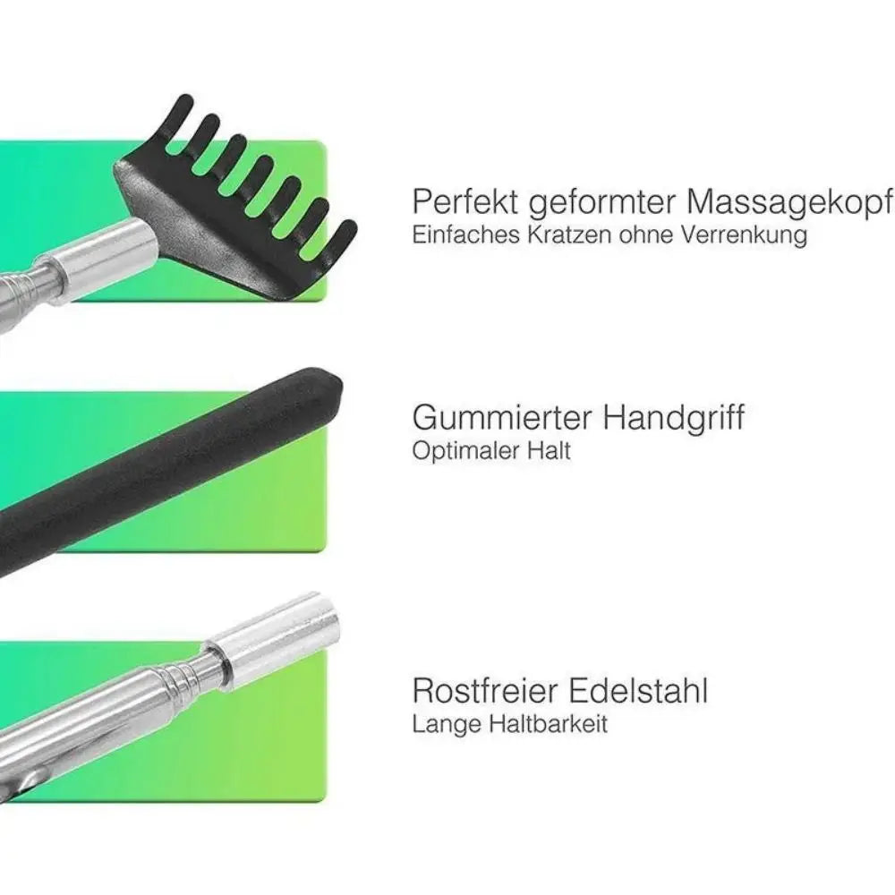 Telescopic Back Scratcher Scratching Backscratcher Massager Metal Stainless Steel Tool with Carrying Bag