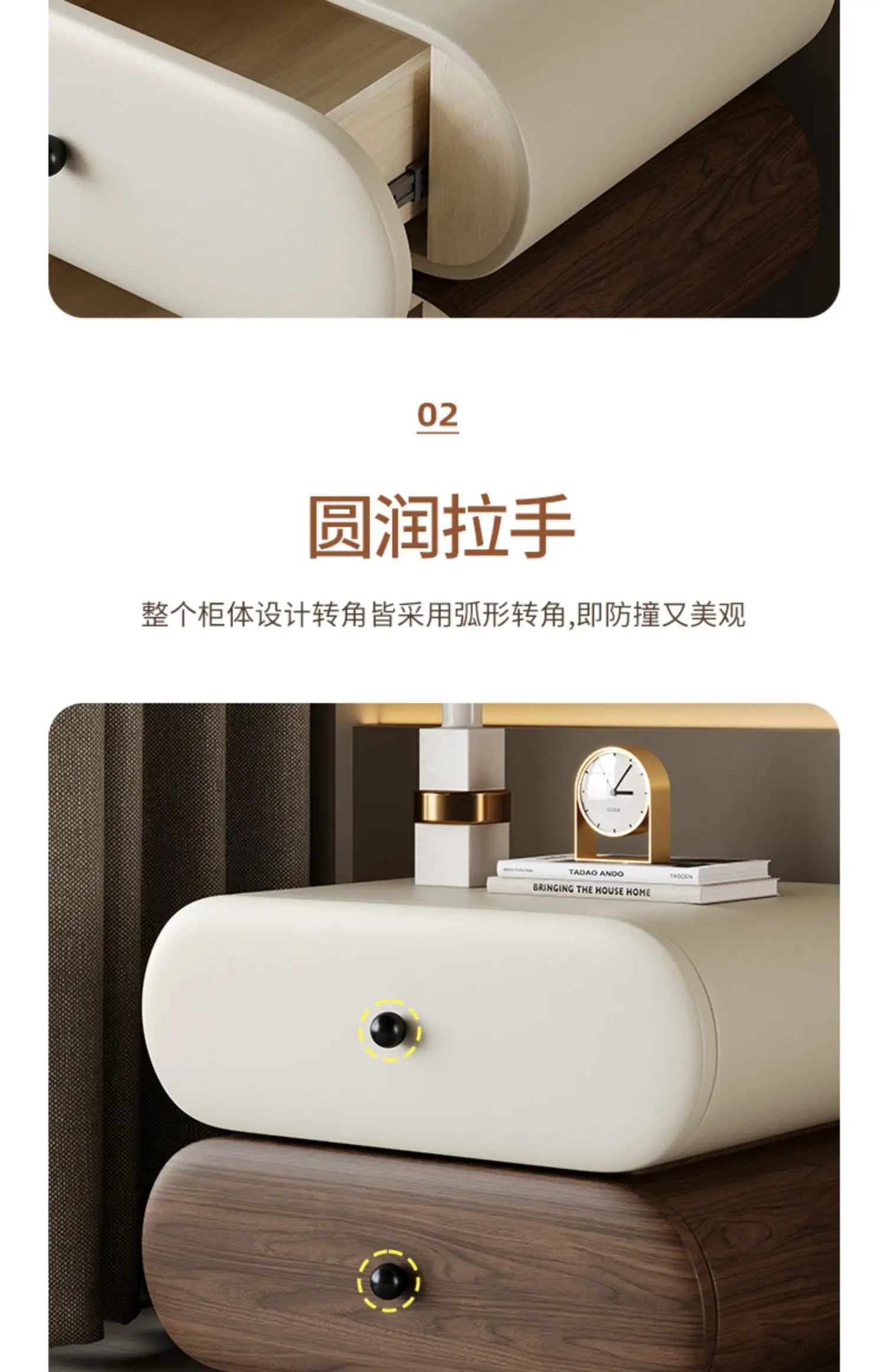 Glamour Cream Style Nightstands Tiny Cute Space Saving Bedside Tables Minimalist Luxury Mesitas De Noche Bedroom Furniture