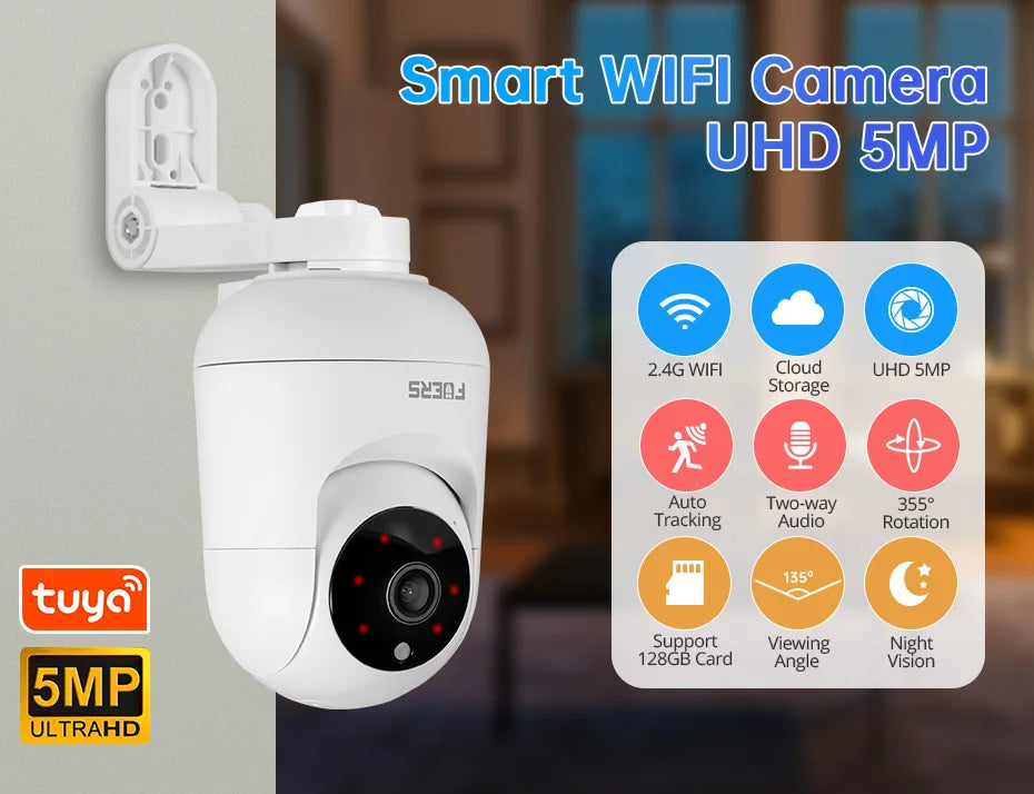 FUERS 4K 8MP WiFi IP Pet Camera Dog Camera Tuya Smart Home Security Wireless Surveillance Camera Baby Monitor Mini Cam