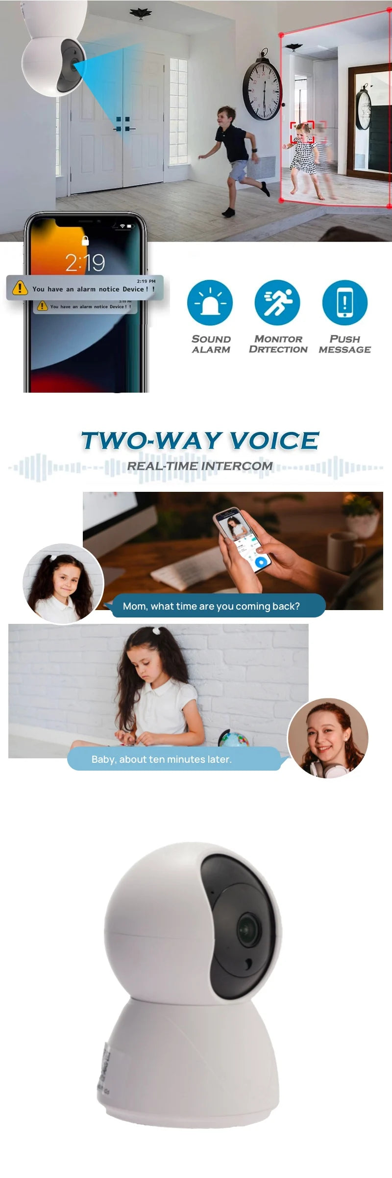 USB 4MP Indoor Camera,2K Security Camera for Baby Monitor,PTZ Wifi Cameras for Home Security,Pet Camera Works with Tuya