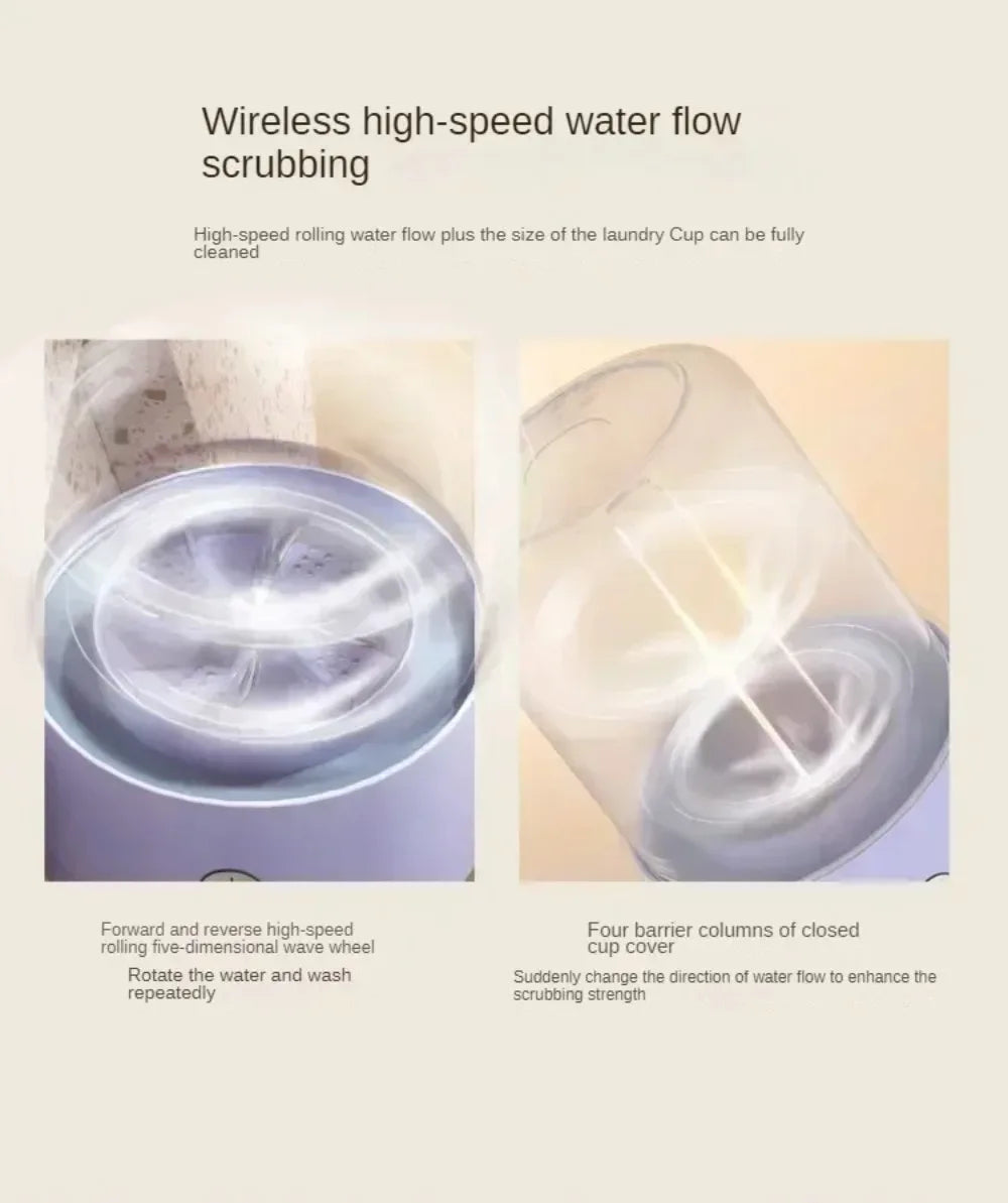 Mini Washer Underwear&Socks Washer Rechargeable Wireless Portable for Travel/Home/Dormitory with Laundry Cup Washing Machine