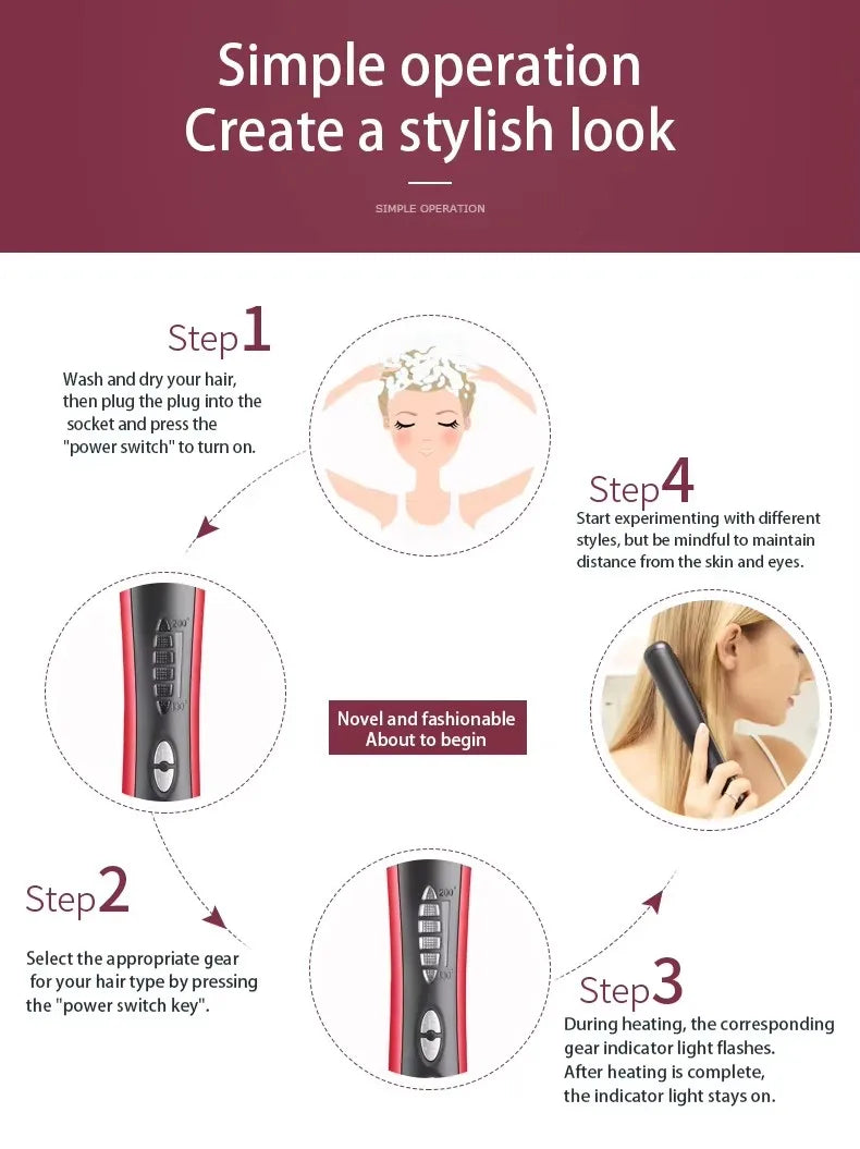 Professional Electric Hair Styling Straightening Smoothing Modeling Brush Rotating Hairbrush Hot Comb Electrical Curling Iron