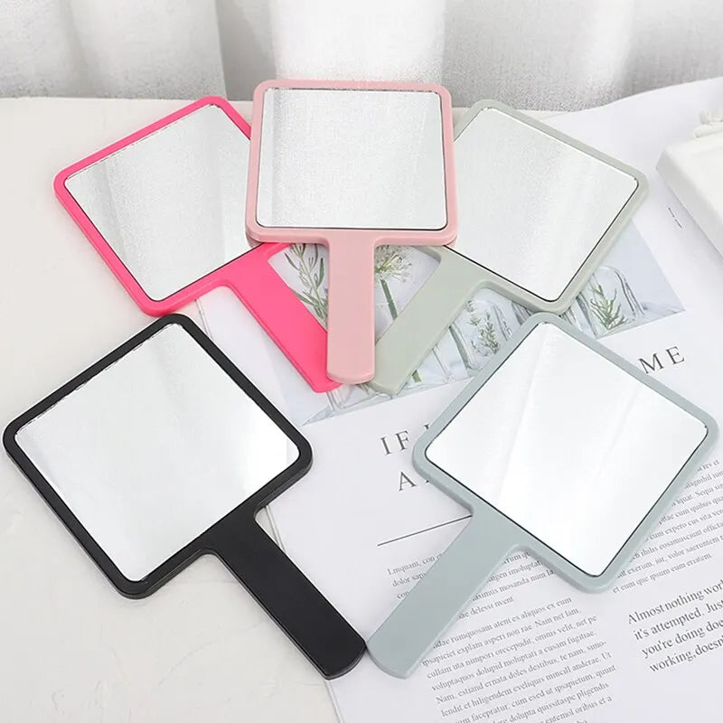Eyelash Extensions Handheld Mirror Custom Logo Square Shape SPA Salon Personalized Compact Makeup Mirrors With Handle