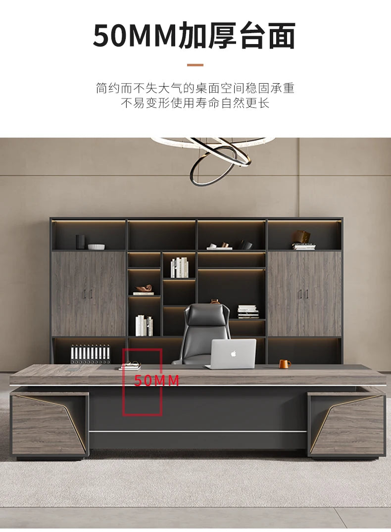 Light Luxury Vintage Office Desk Organizer L Shaped Mid Century Dark Wood Computer Desks Work Art Bureau Meuble Office Furniture