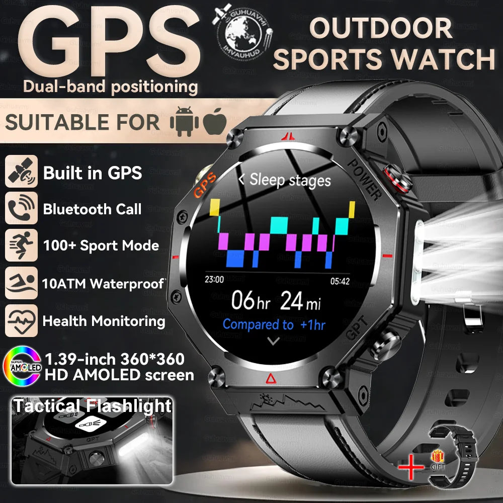 Military Smart Watch T-Rex 3 Bulit-in GPS Compass Altimeter Barometric 10ATM IP69K Waterproof AMOLED Bluetooth Call Smart watch