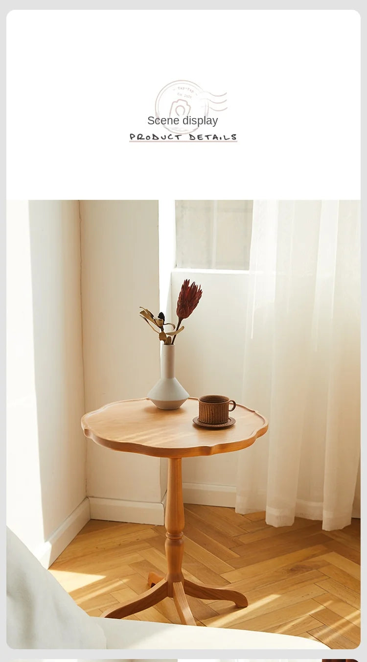 JOYLIVE Clarity Side Japanese Cherry Wood Side A Few Small Apartment Living Room Furniture Sofa Side Shelf Round Small Table New