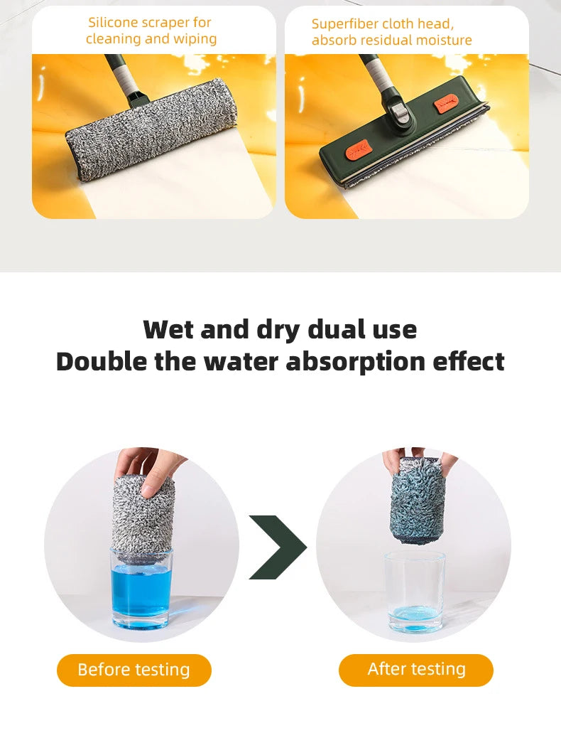 72-226CM Extended Window Cleaning Tool Glass Cleaner Mop with Silicone Scraper Window Cleaning Brush Household Cleaning Tools