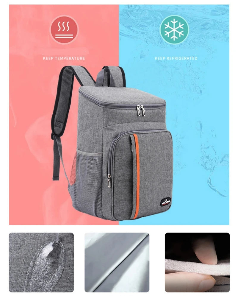 18L Portable Thermal Lunch Bag Food Box Durable Waterproof Cooler Ice Insulated Case BBQ Camping Oxford Dinner Backpacks Icebox