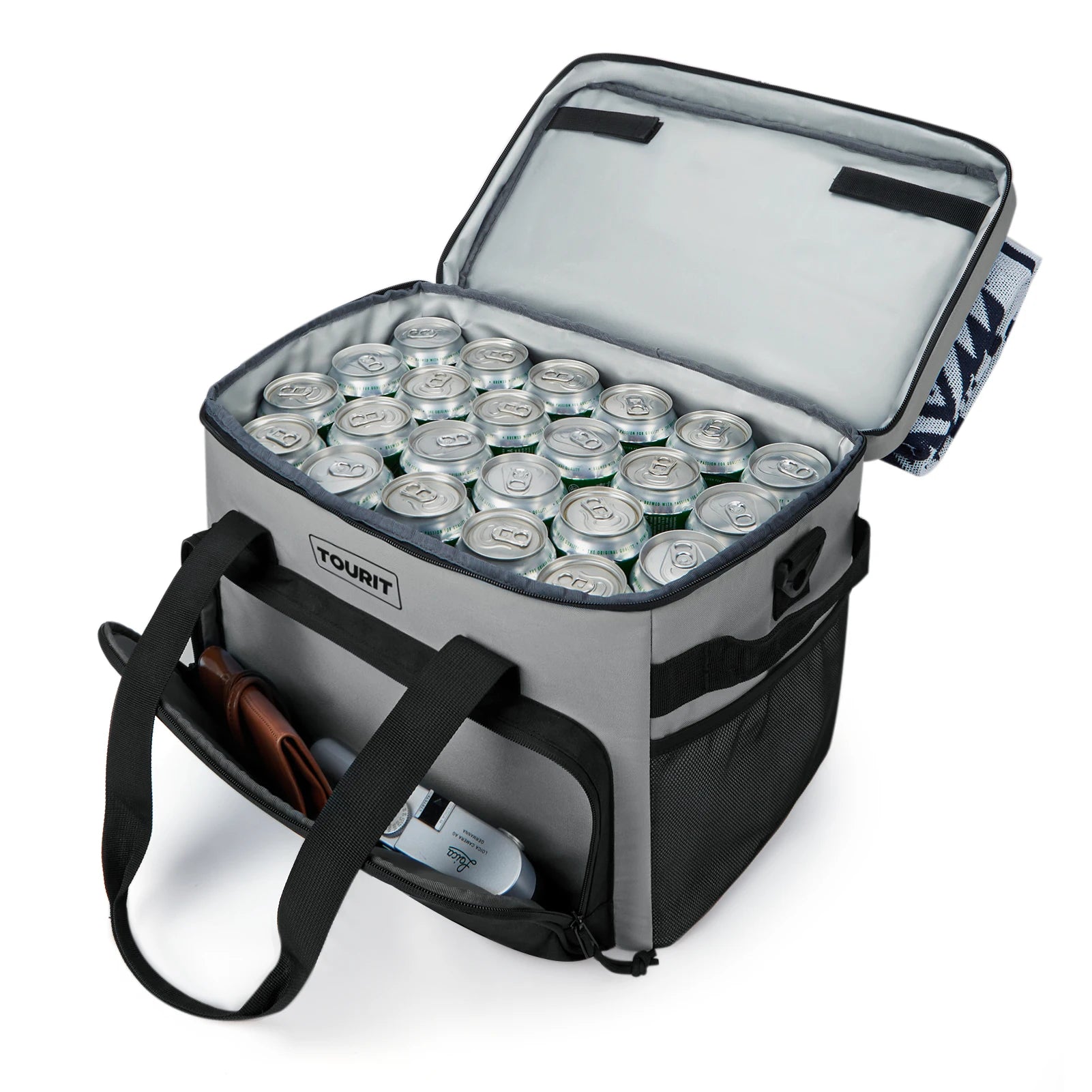 TOURIT Thermal Cooler for Drinks 14.6L 24L 32L Foldable Insulated Cooler Bag Leakproof Car Refrigerator Bag Food Delivery Bag