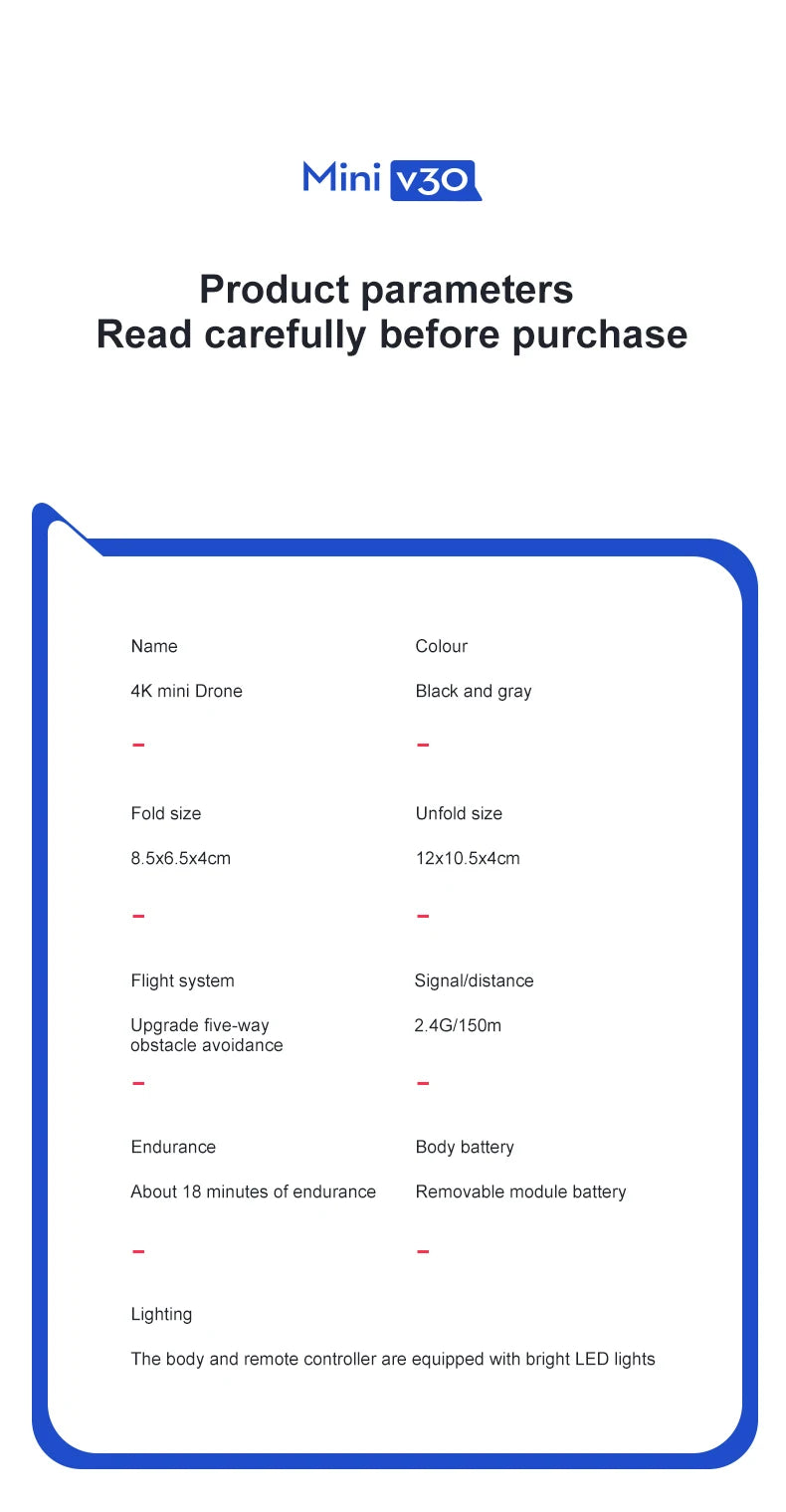 4DRC New V30 Mini Drone with Camera HD 4K 1080P FPV RC Drones Profesional Five-sided Obstacle Avoidance Helicopter Dron Toy Gift