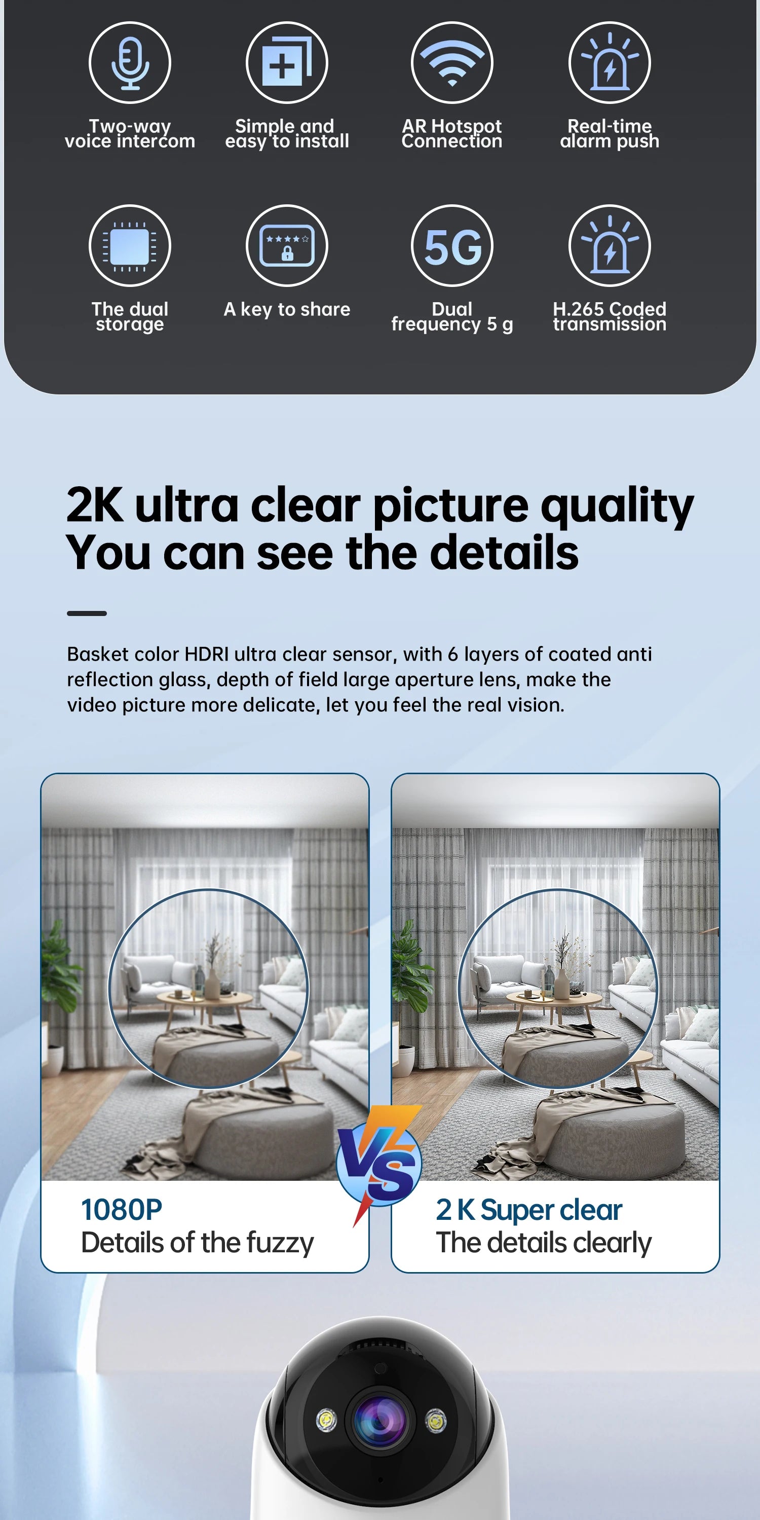 Lenovo 5MP WiFi Camera Smart Home Indoor IP Camera Full Color Night Auto Tracking Security CCTV Surveillance Baby Monitor