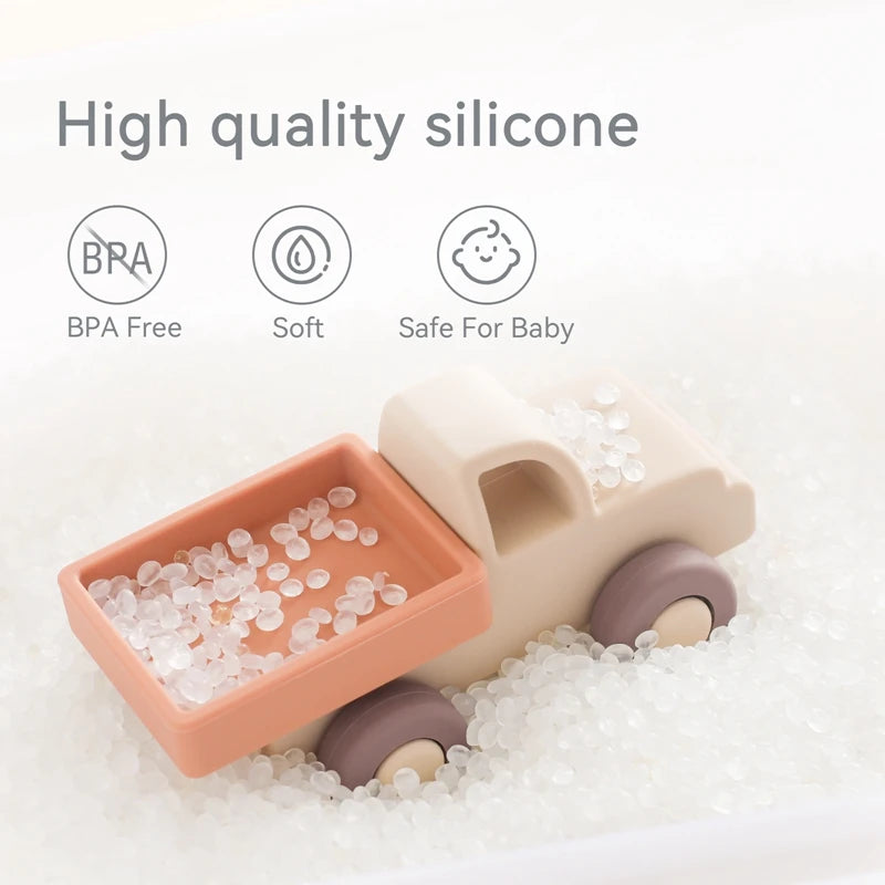 1Pcs Food Grade Baby Silicone Teether Toy Cartoon Car Nursing Teething Ring BPA Free Newborn Health Molar Chewing Accessorie Toy