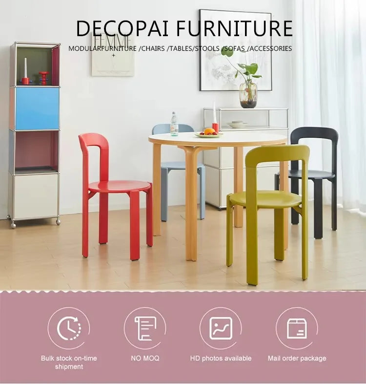 Rey Chair Nordic Beech Solid Wood Plywood Dining Stackable Vintage Curved Backrest Swiss Chair