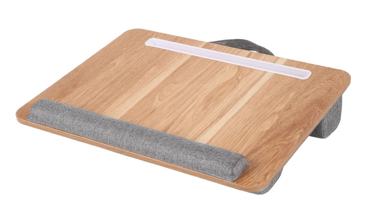 Mumucc Wooden Suspended Bed Study Table, Portable 15 Inch Laptop Desk With Handle, Sponge Cushion AND ABS Slot,Black,Khaki,Brown