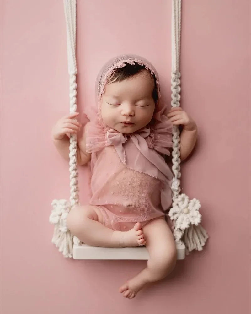 Baby Photography Props Newborn Swing Chair Wooden Furniture Infants Photo Shooting Prop Accessories Baby Photo Props Swings