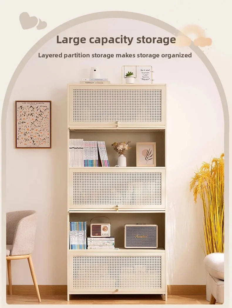 White Living Room Floor Cabinet for Tatami Bay Window Storage Cabinet Multifunctional Balcony Organizer Space-Saving Cupboard