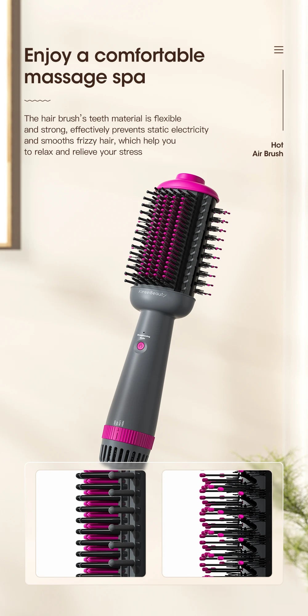 Kinseibeauty Professional hair stylist salon hair dryer curling iron hair equipment straightening electric comb three speed mode