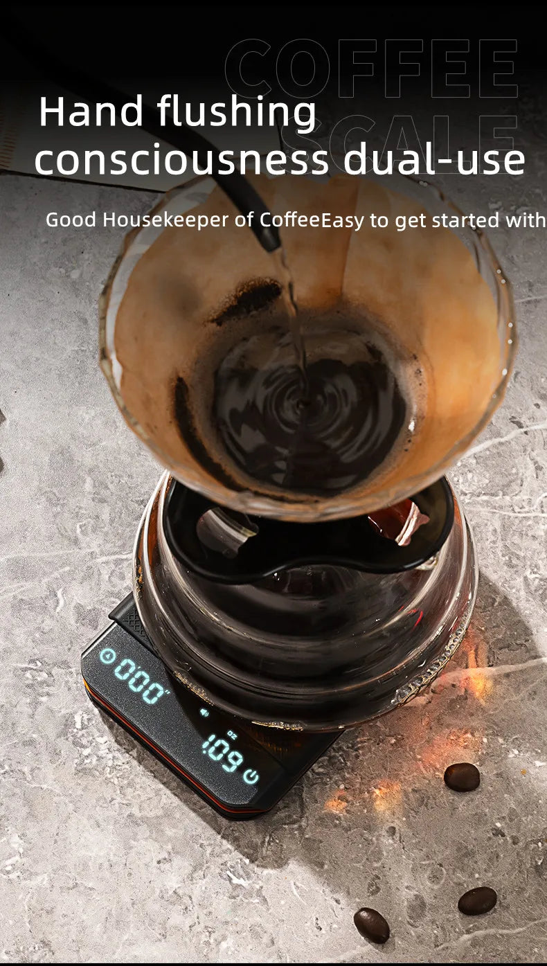 Portable Digital Coffee Scale – Rechargeable High-Precision Kitchen Scale with Timer 2kg/0.1g Accuracy for Pour-Over, Espresso