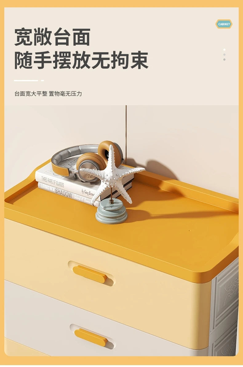 Thickened Drawer Storage Cabinet, Multi-Layer PP Organizer, Silent-Wheel Bedside Cabinet, Modern Large-Capacity Home Storage Box