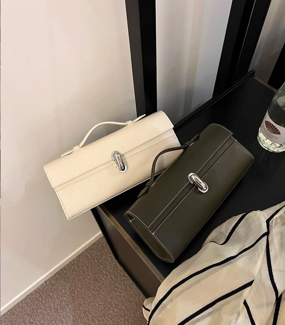 SAVETTE Brand Genuine Leather Small Square Bag Rectangular Baguette Tote Women's Simple Handbag