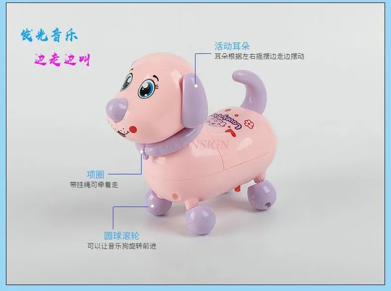 Electric leash machine, puppy toy, cartoon animal that can walk, light, music, pet dog