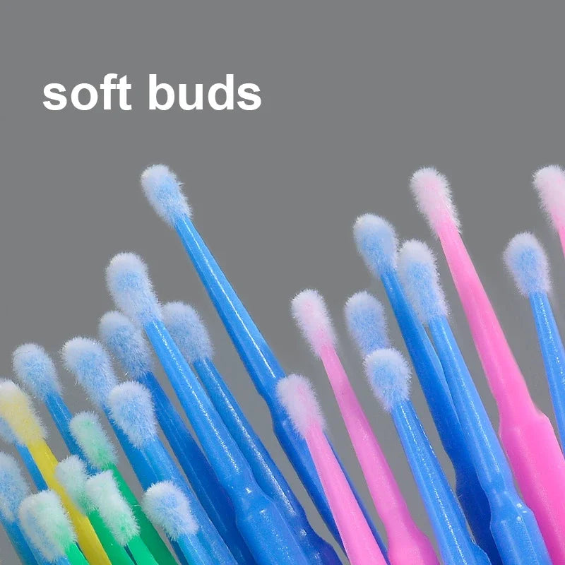 100Pcs Eyelash Cleaning Brush Lash Extension Micro Cotton Swab Individual Eyelashes Microbrush Beauty Makeup Clean Remover Tools