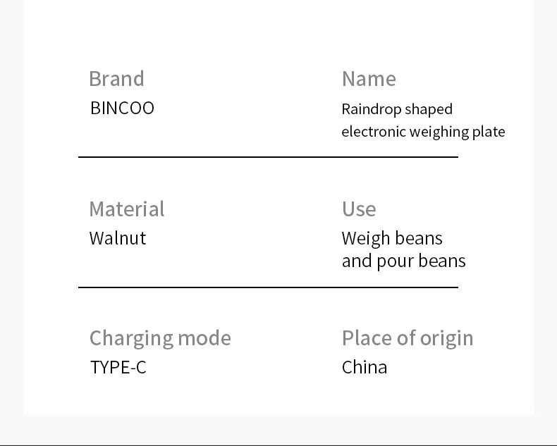 Bincoo Coffee Electronic Scale Professional Coffee Scale Portable Bean Plate 0.1g Accurate Weight Rechargeable