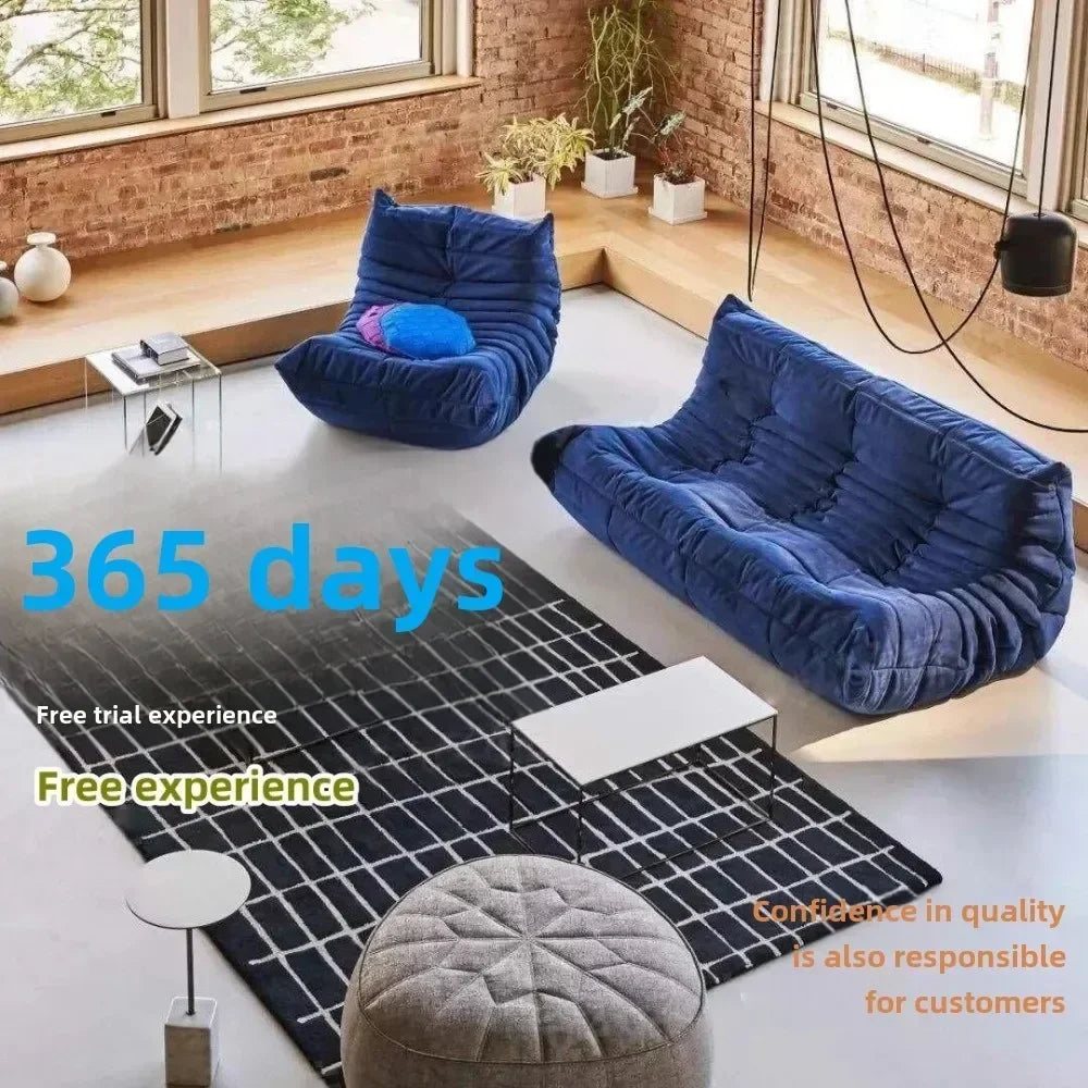 Fashion Freehand Space Original First Layer Cowhide Three-person Italian Minimalist Togo Caterpillar Lazy Sofa Lazy Sofa