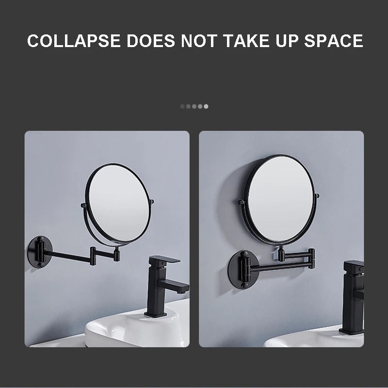 Gold/Black Frame 360 Degree Rotation Double-sided Circular Mirror Retractable and Fold Bathroom Mirror Wall Decorative Mirror