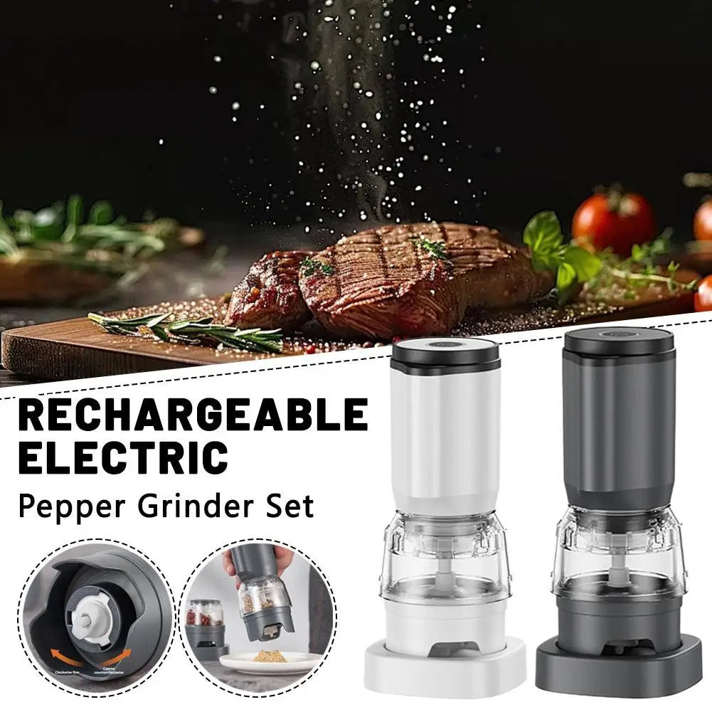 Pepper Grinder Electric Mill Rechargeable Design Kitchen Gadget Fast Grinding Coarse Fine Adjustable Cooking Essential Tools