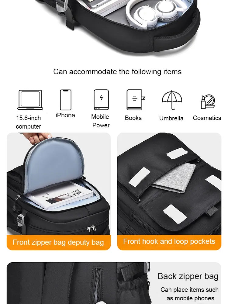 A Multi-layer Waterproof And Stylish Backpack Oxford Large-capacity Simple Commuter Out-of-town Student Backpack