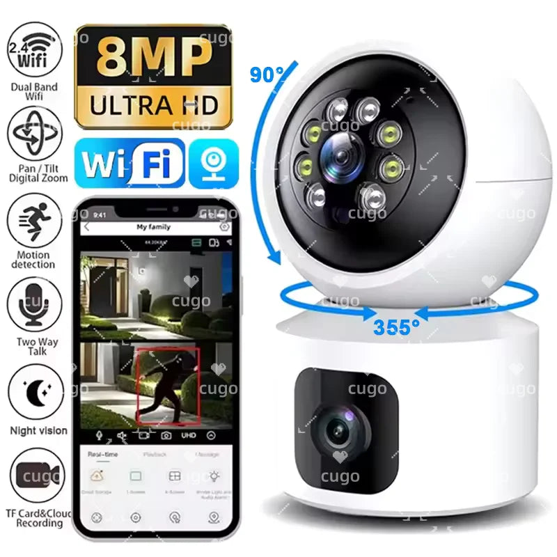 8MP WiFi IP Camera Smart Home Security Camera Baby Pet Monitor Auto Tracking Two-way Audio Wireless PTZ Surveillance Camera