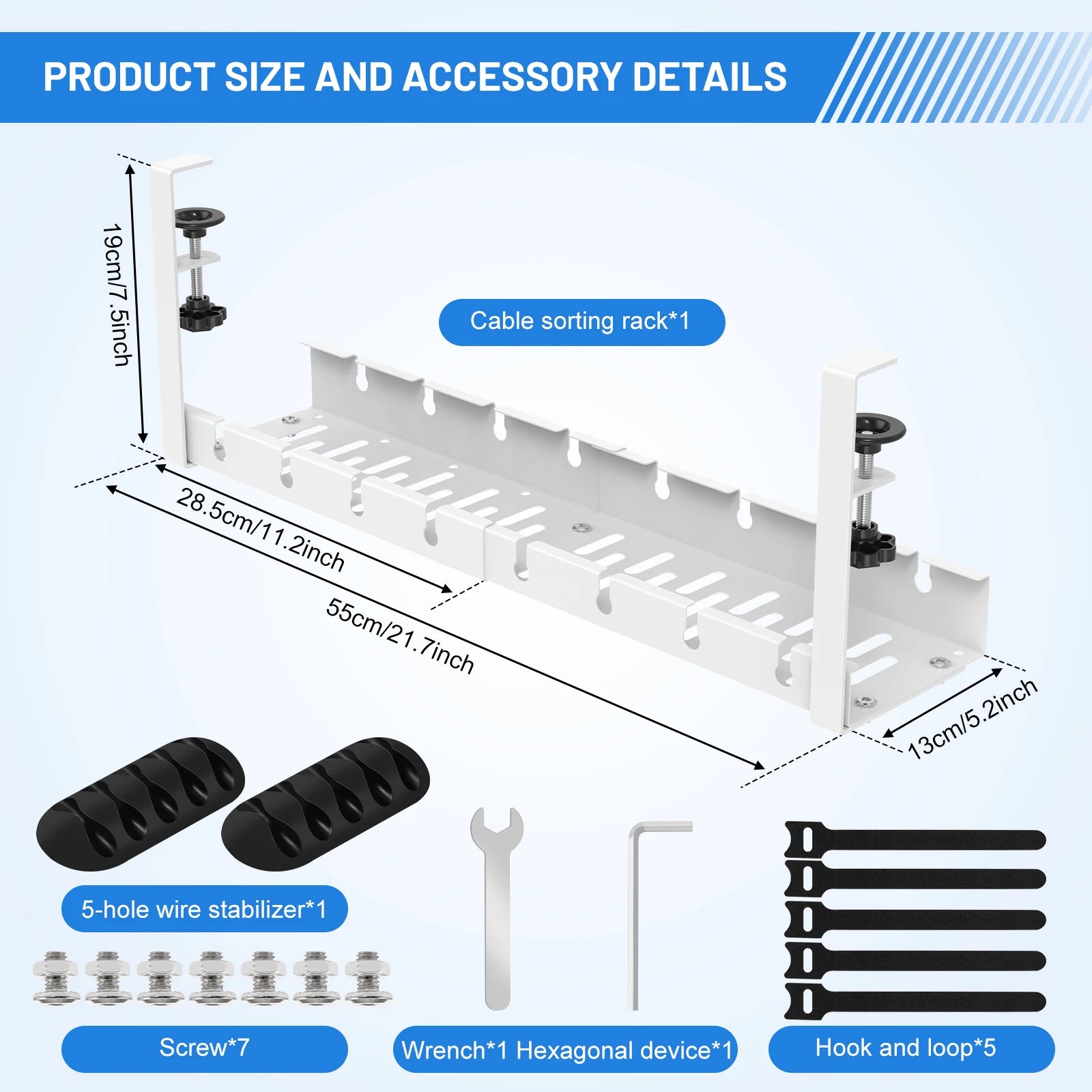 Extendable Under Desk Cable Management No Drilling Metal Cable Tray Space Saving Multipurpose Household Hanging Organizer Shelf