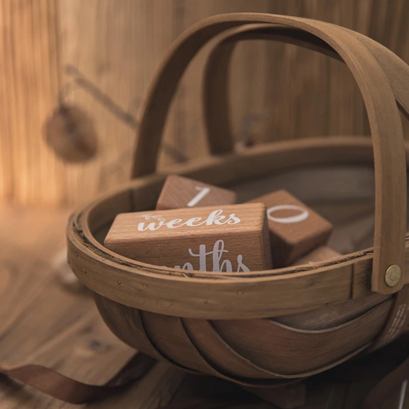 7pcs/set Wooden Baby Month Milestone Digit Record Card Newborn Birthday Gift Souvenir Baby Photo Photography Accessorie With Box