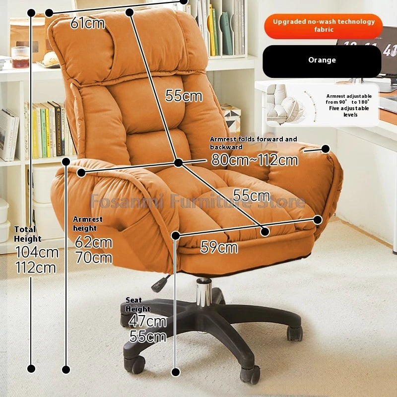 High-Back Gaming Recliner Chair Home Office Comfort Soft Desk Chair Ergonomic Wide Seat Computer Chairs with Adjustable Armrests