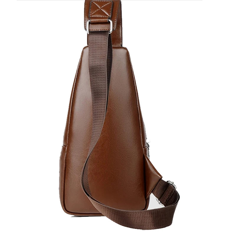 Bullcaptain Bag Genuine Leather Chest Bag Men's Fashion Style Casual Crossbody Bag Business Large Capacity Leather Men's Luggage