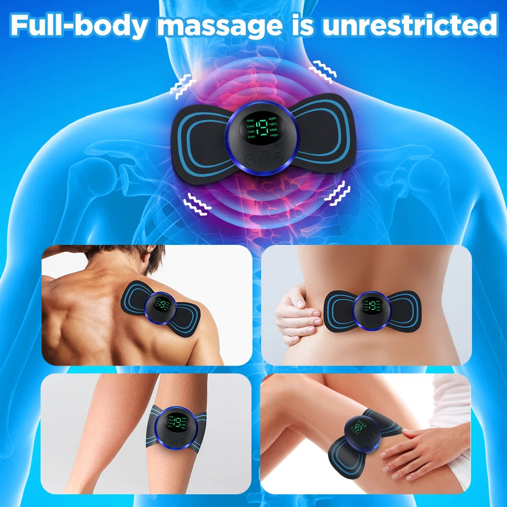 8 Modes Neck Massager Electric Back Shoulder Full Body Leg Massage Pad Remote Control Muscles Relax Fatigue Relief Patches Mini