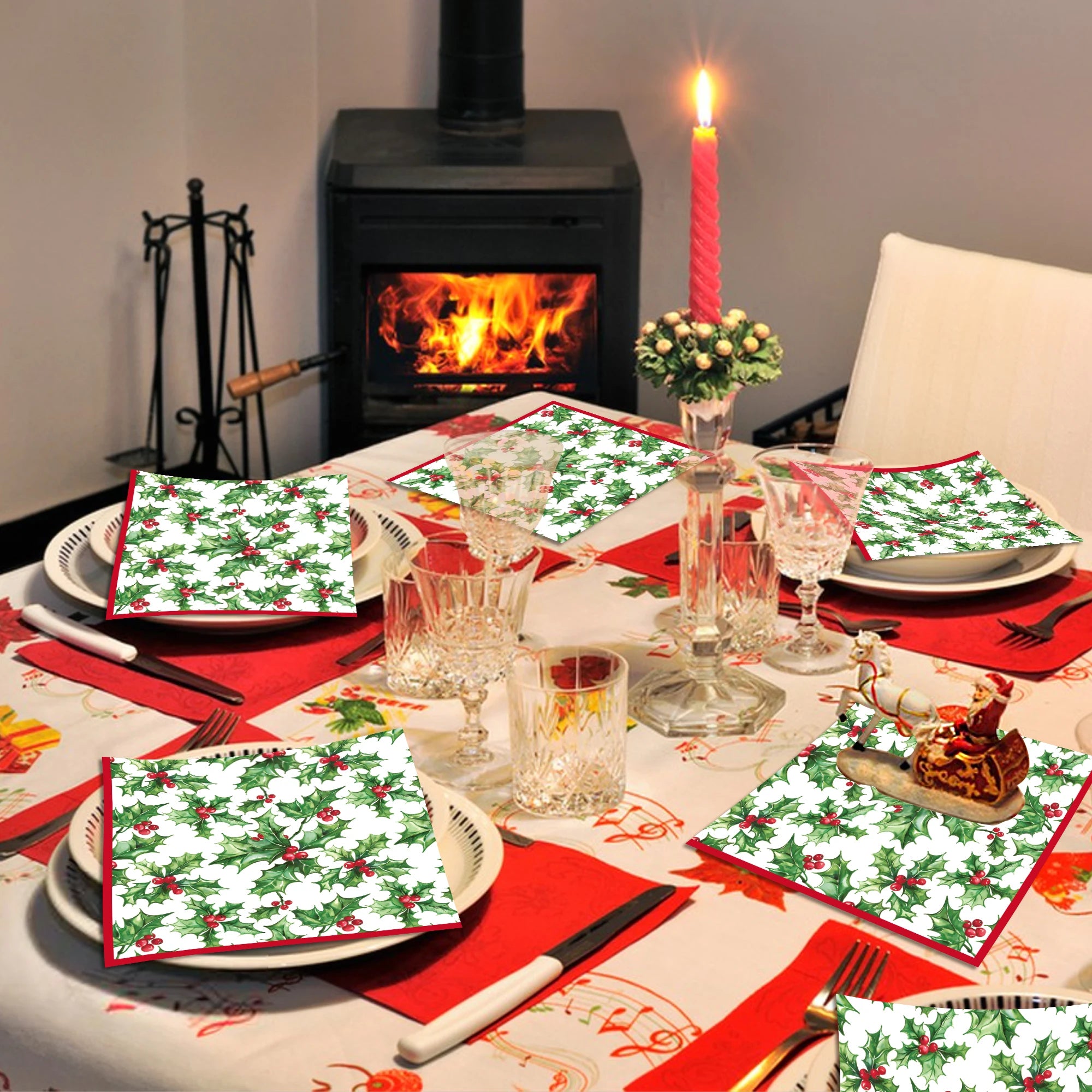 20pcs Plants Pattern Guest Napkins Disposable Paper Dinner Napkin Bathroom Hand Towels Christmas Birthday Party Decor